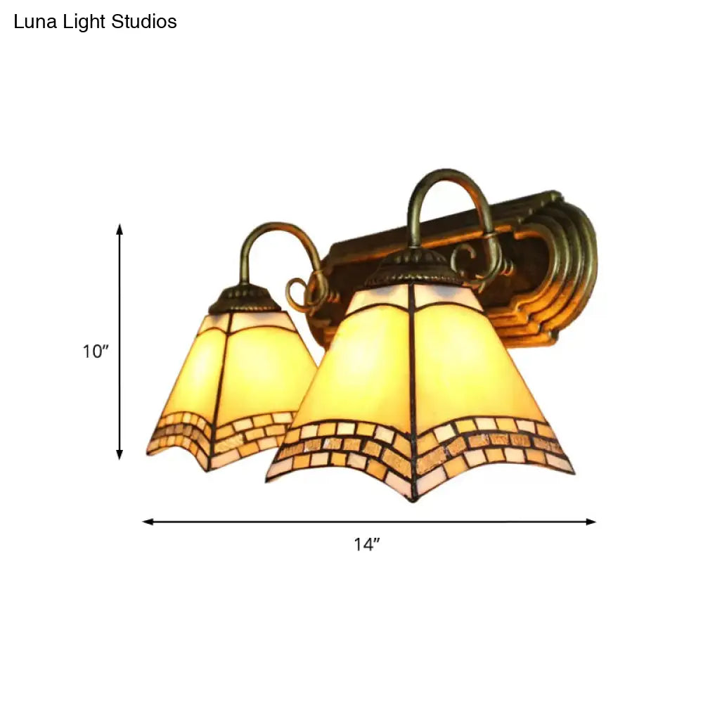 Stained Glass Mission Wall Sconce With Adjustable Gooseneck Lights