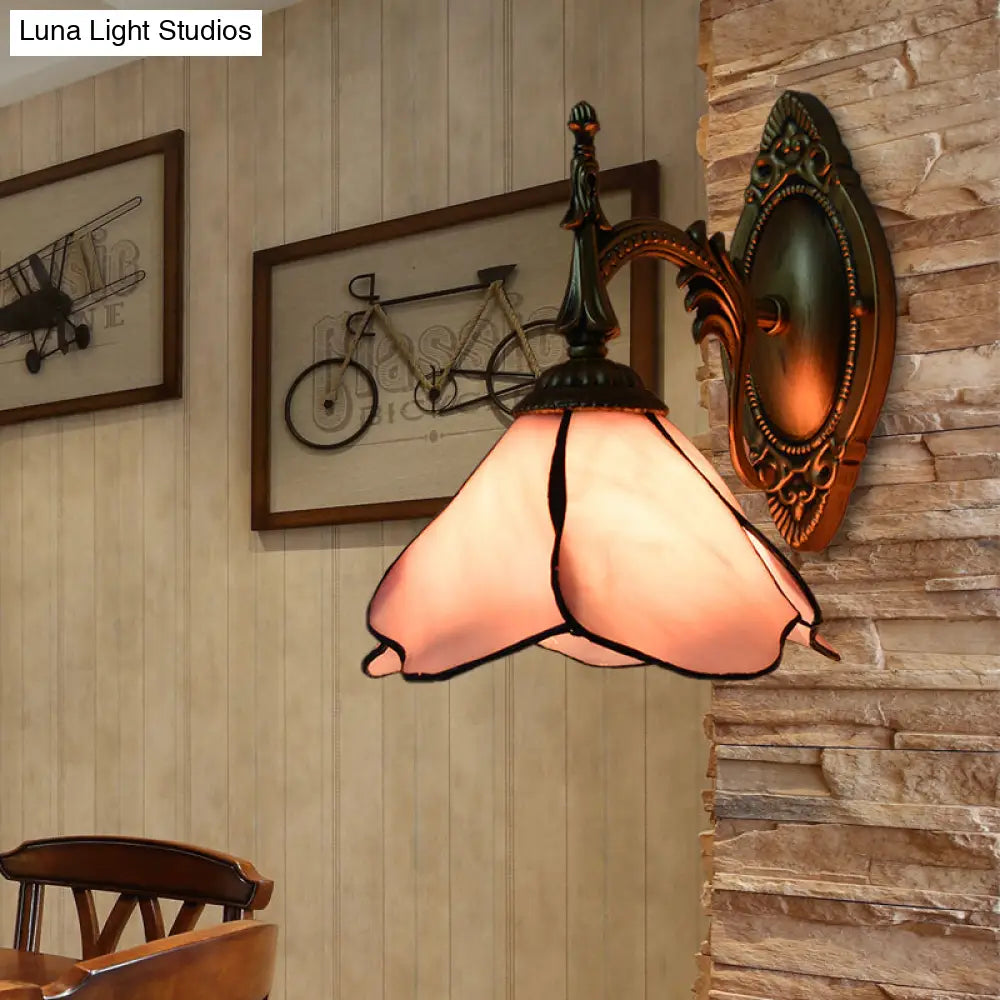 Stained Glass Pink Flower Wall Sconce Lamp - Beautifully Designed For Bedroom Lighting