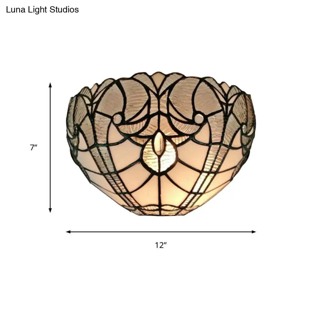 Stained Glass Wall Sconce: Traditional Bowl Design | 1 Head Mini Lighting For Living Room