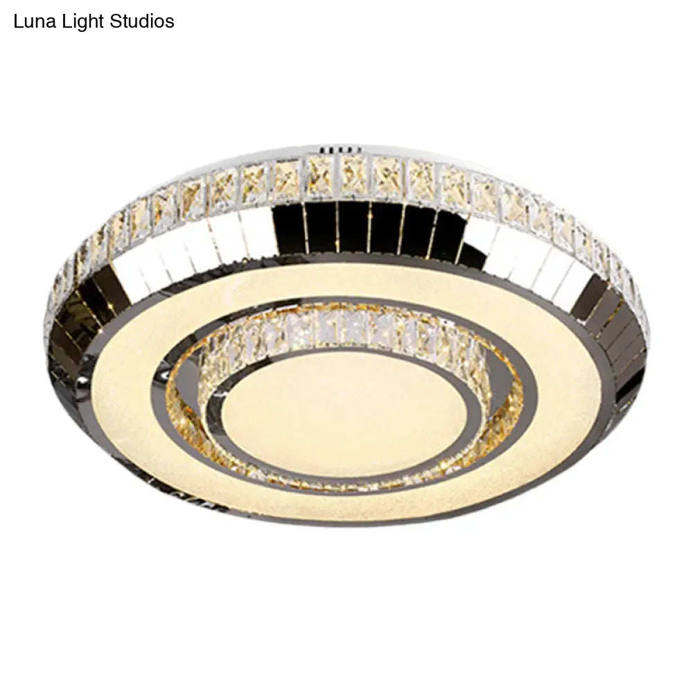 Stainless Steel Led Ceiling Light With Beveled Glass Crystal