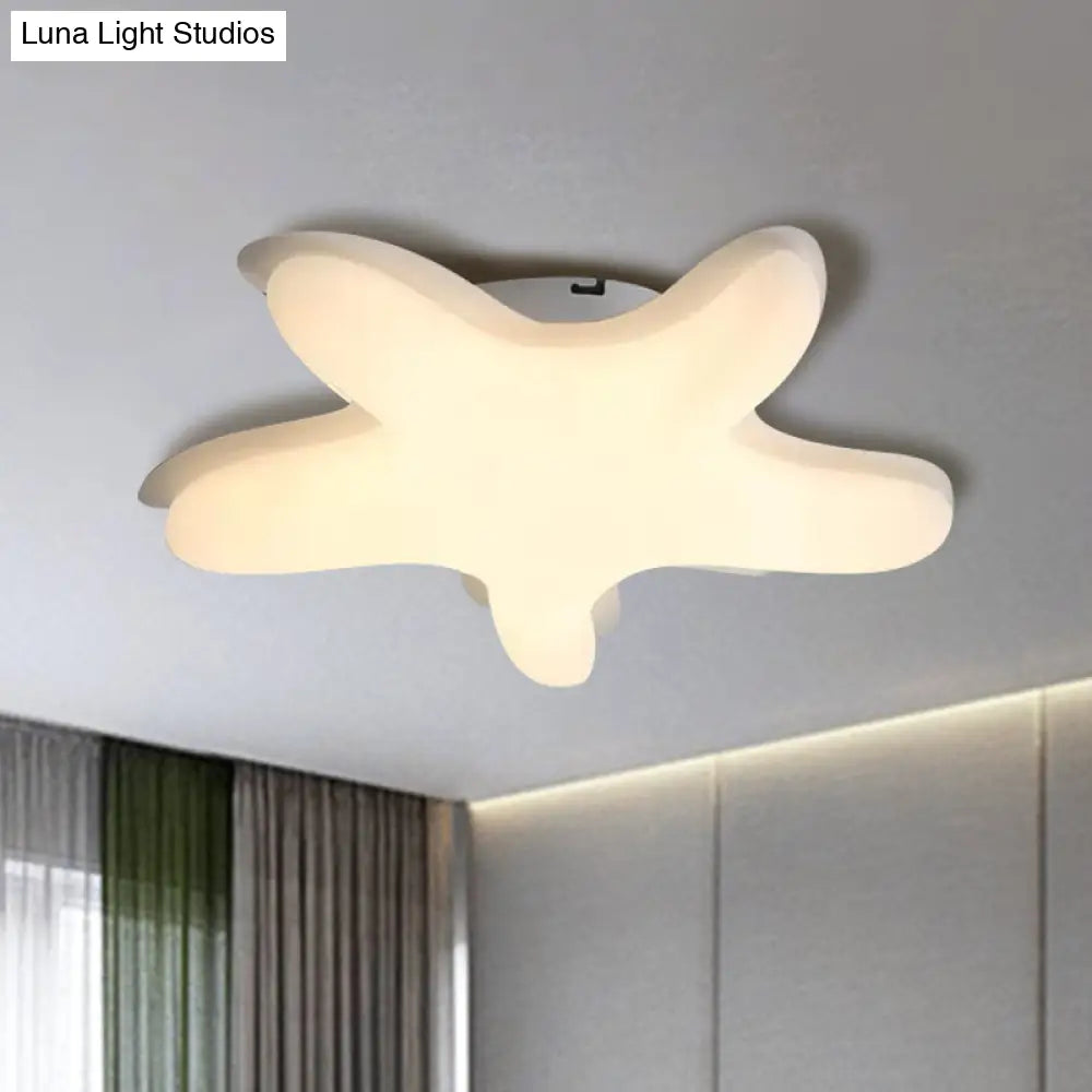 Starfish Flush Ceiling Light: Acrylic Led Fixture For Bedrooms White/Pink/Yellow