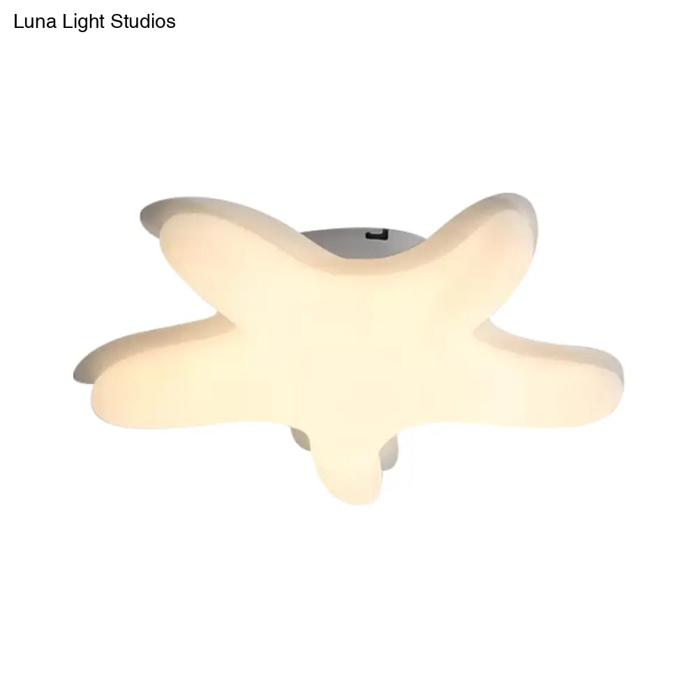 Starfish Flush Ceiling Light: Acrylic Led Fixture For Bedrooms White/Pink/Yellow