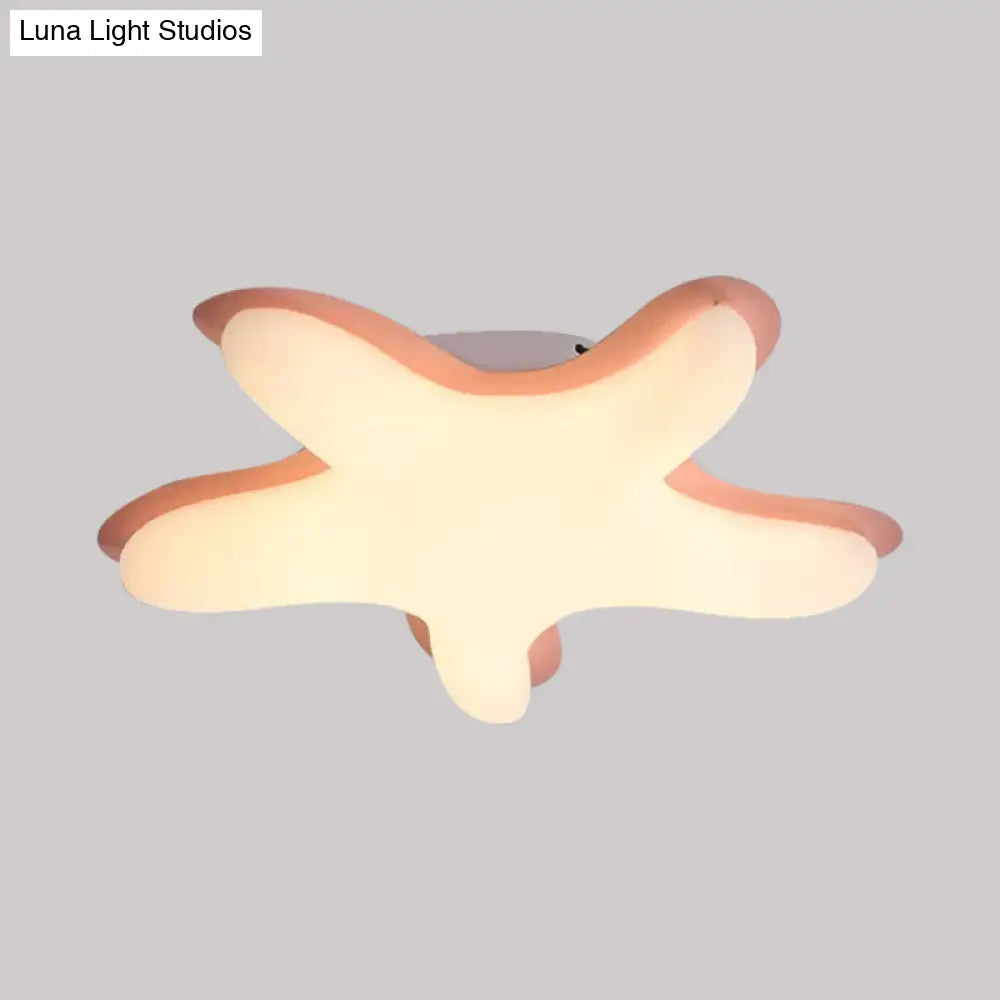 Starfish Flush Ceiling Light: Acrylic Led Fixture For Bedrooms White/Pink/Yellow