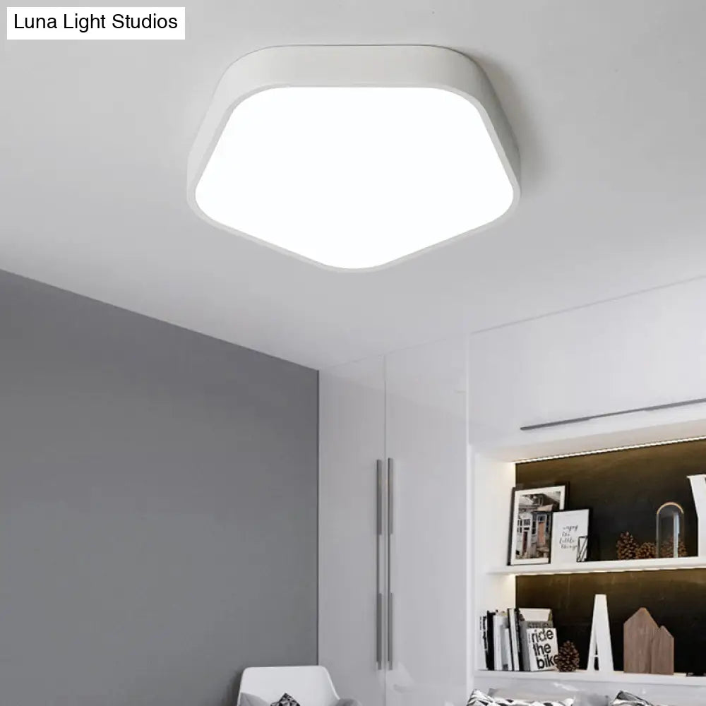 Study Room Ceiling Light - Pentagon Slim Panel Flush Mount Simple Acrylic Design White / 16