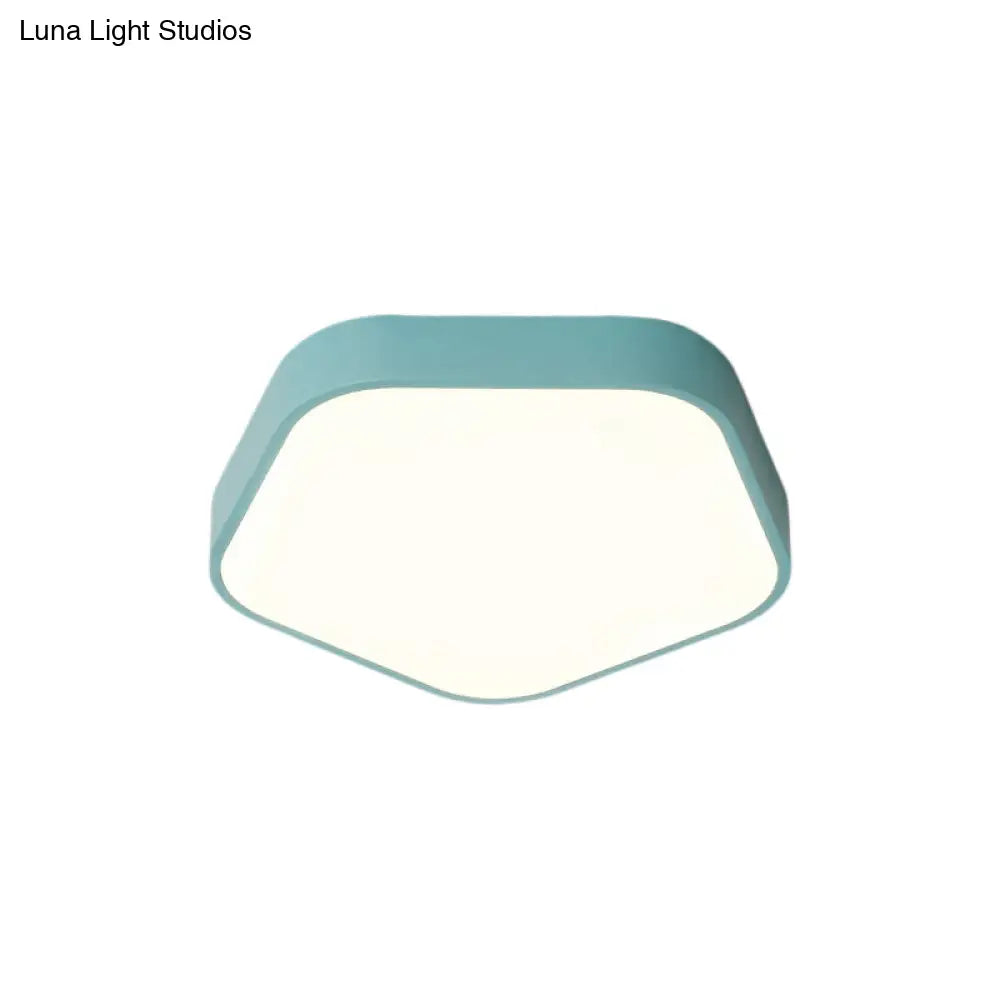 Study Room Ceiling Light - Pentagon Slim Panel Flush Mount Simple Acrylic Design