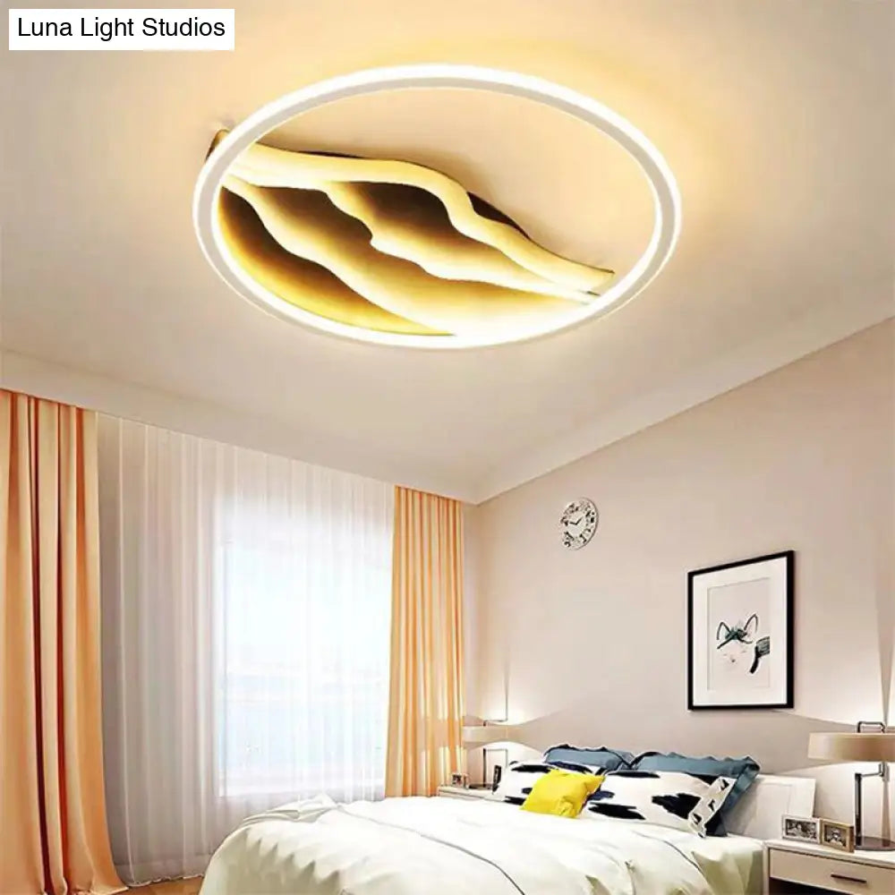 Stylish 16’/19.5’ Led Ceiling Flush Mount In Acrylic Black And White – Warm/White Light For Bedroom