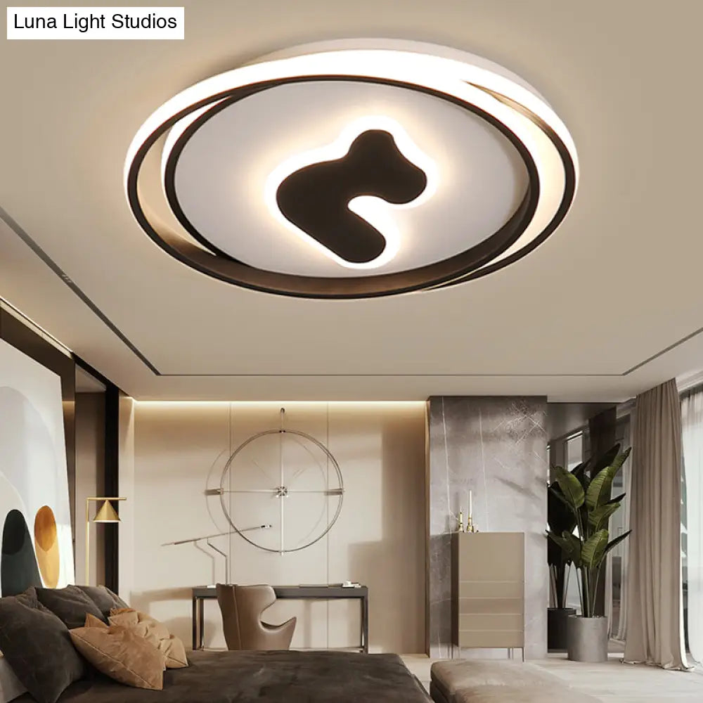 Stylish Black Flush Ceiling Light Acrylic Led Lamp For Child Bedroom And Hallway