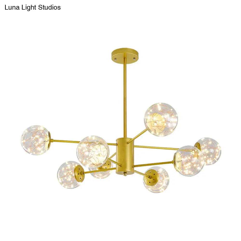 Stylish Hanging Chandelier With Led Glass Pendant Light And Radial Design