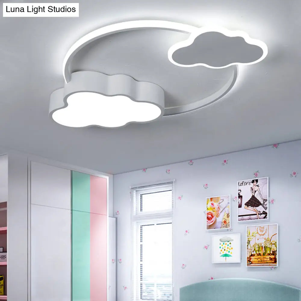 Stylish Led Flush Mount Light In Pink/White With Aluminum & Acrylic Design And Charming