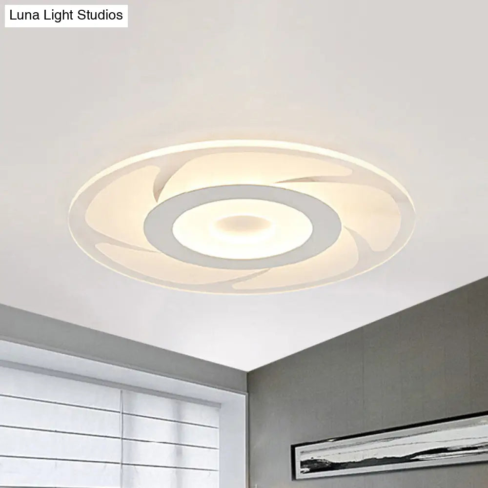 Super Thin Acrylic Windmill Flush Lamp - Modern Style Led Ceiling Mount Light (White/Warm/Inner