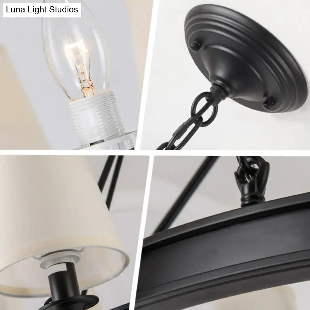 Tapered Fabric Chandelier Ceiling Lamp For Living Room