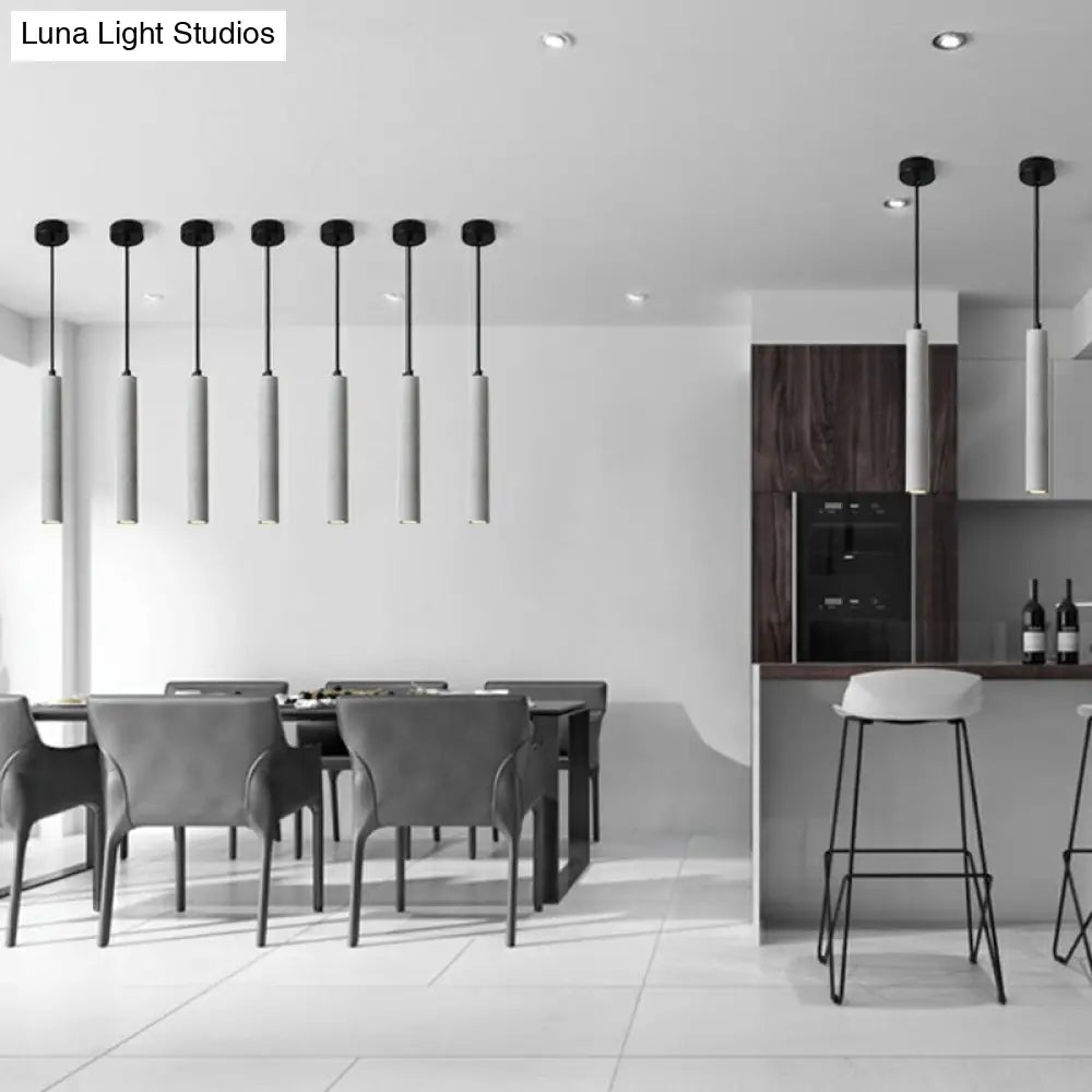 Terrazzo Dining Room Pendant Light - Minimalist Tube Led Spotlight For Hanging Ceiling