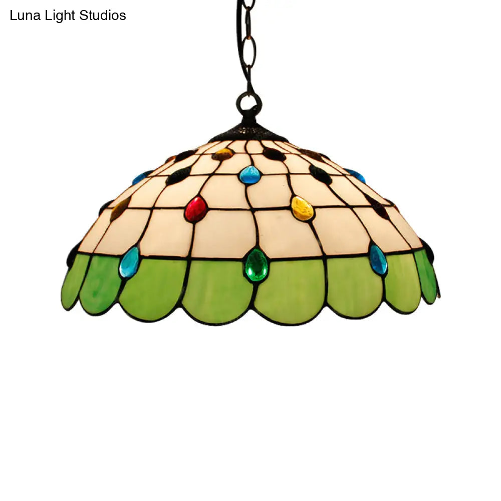 Tiffany Hand Rolled Art Glass Ceiling Light - Single Dome Pendant For Bedroom In Pink/Light