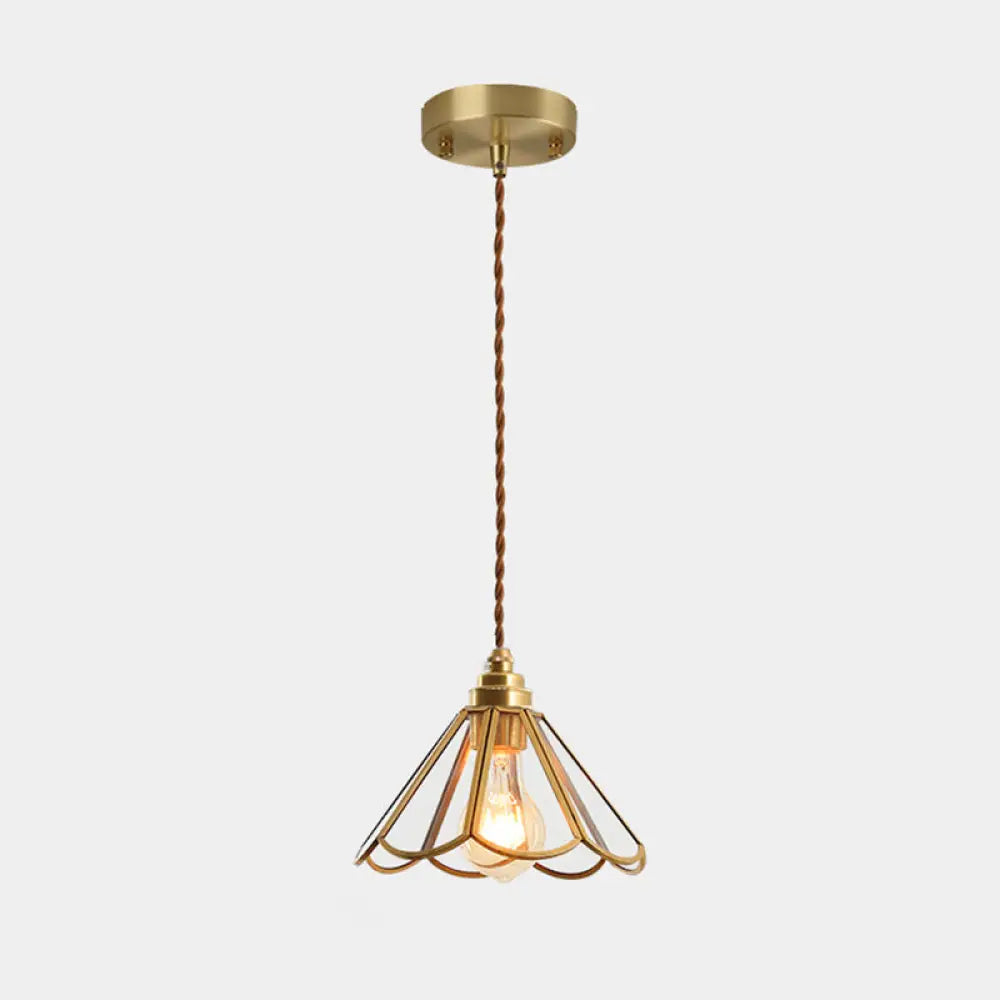 Tiffany-Style Glass Pendant Lamp With Icy Clear Shade For Bedroom / Cone