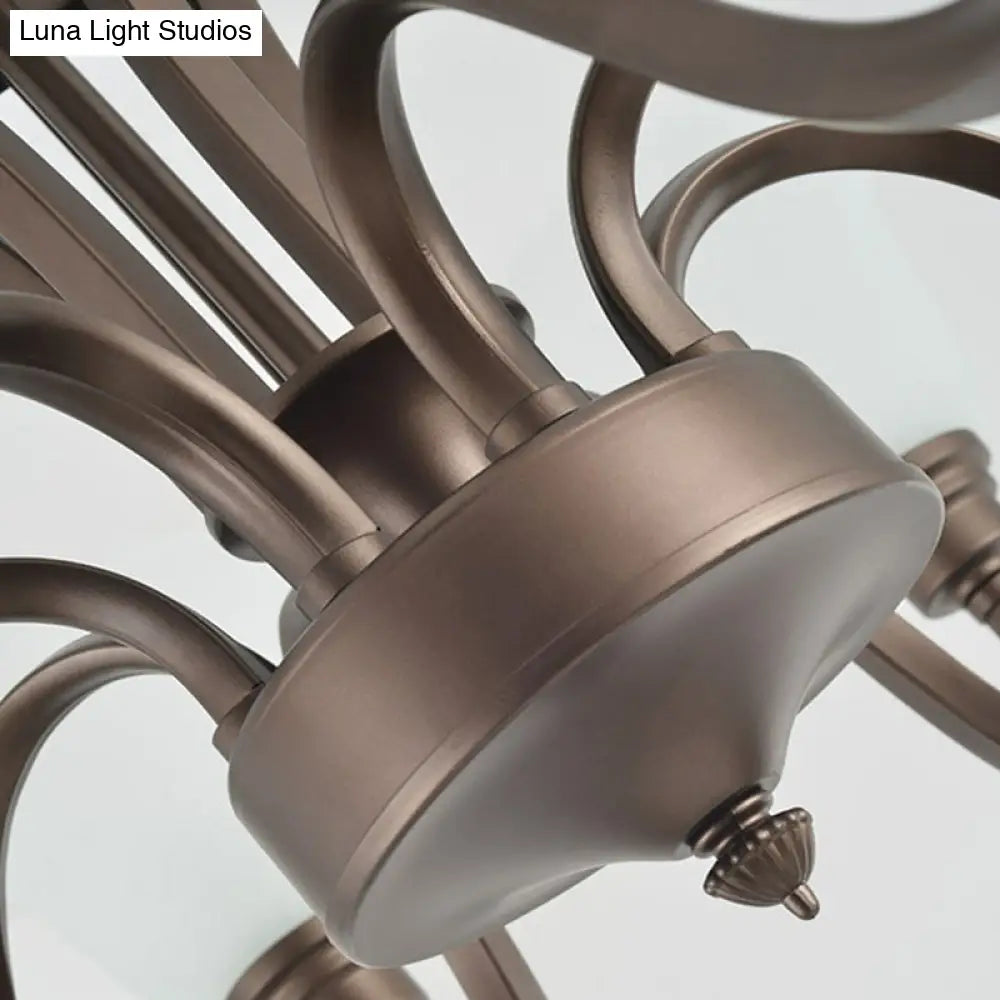 Traditional Bell Frost Glass Ceiling Lighting Chandelier In Brown - Perfect For Living Rooms