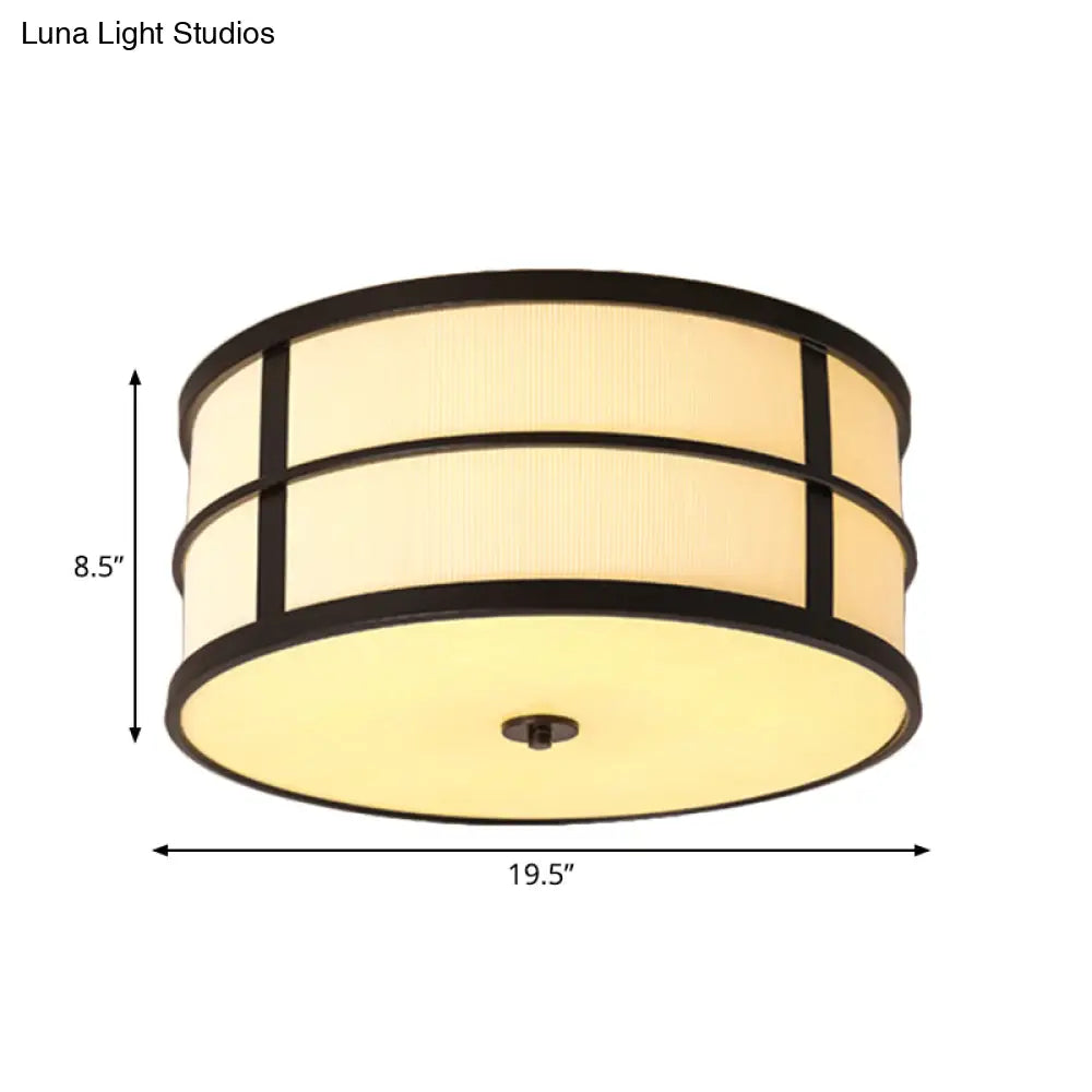 Traditional Black Drum Ceiling Light With 5 Bulbs And Flush Mount Design