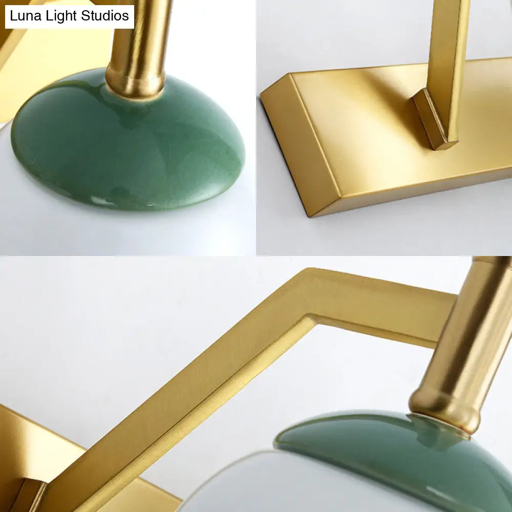 Traditional Brass Vanity Lamp With Frosted Glass Sconce Lights For Bathroom