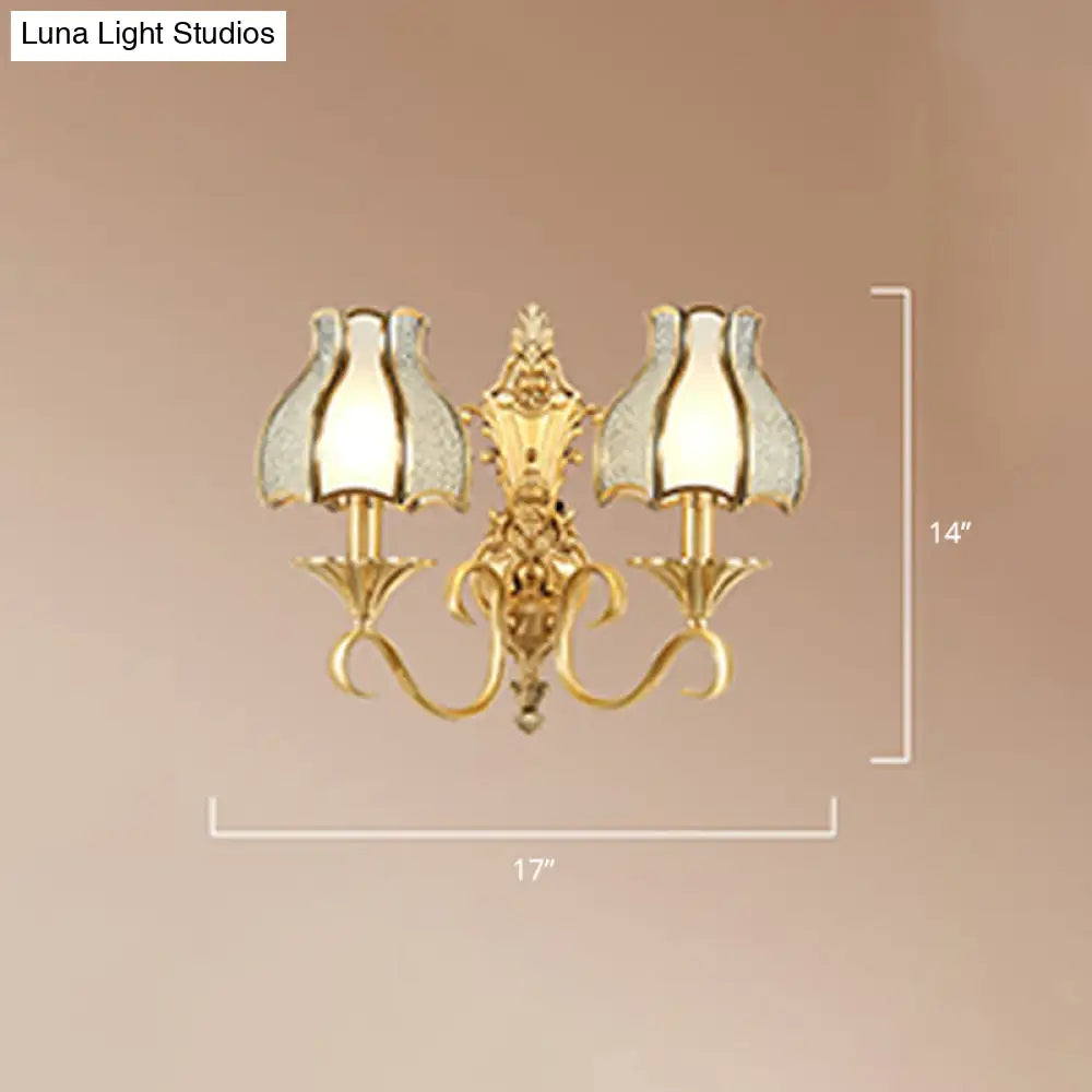 Traditional Brass Wall Mount Light With Beveled Glass - Living Room Fixture