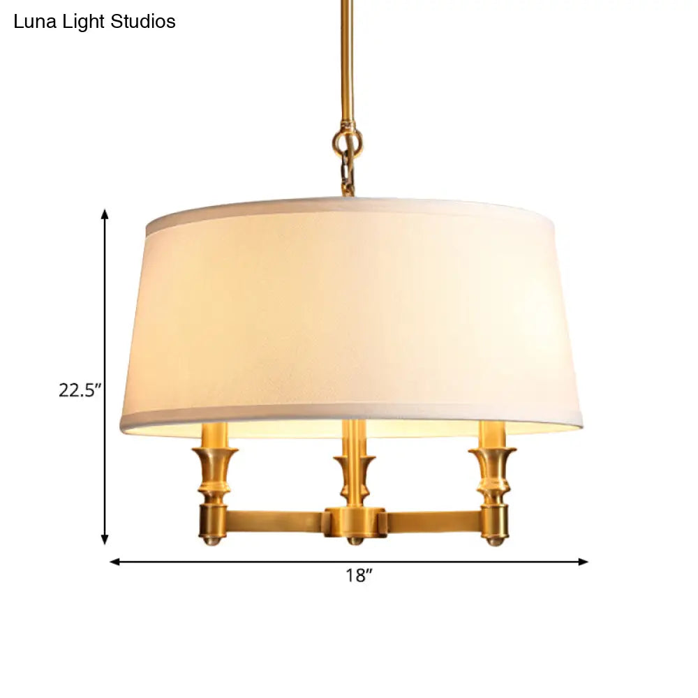 Traditional Drum Chandelier Light - White 3 Lights Ideal For Dining Room Pendant Lighting