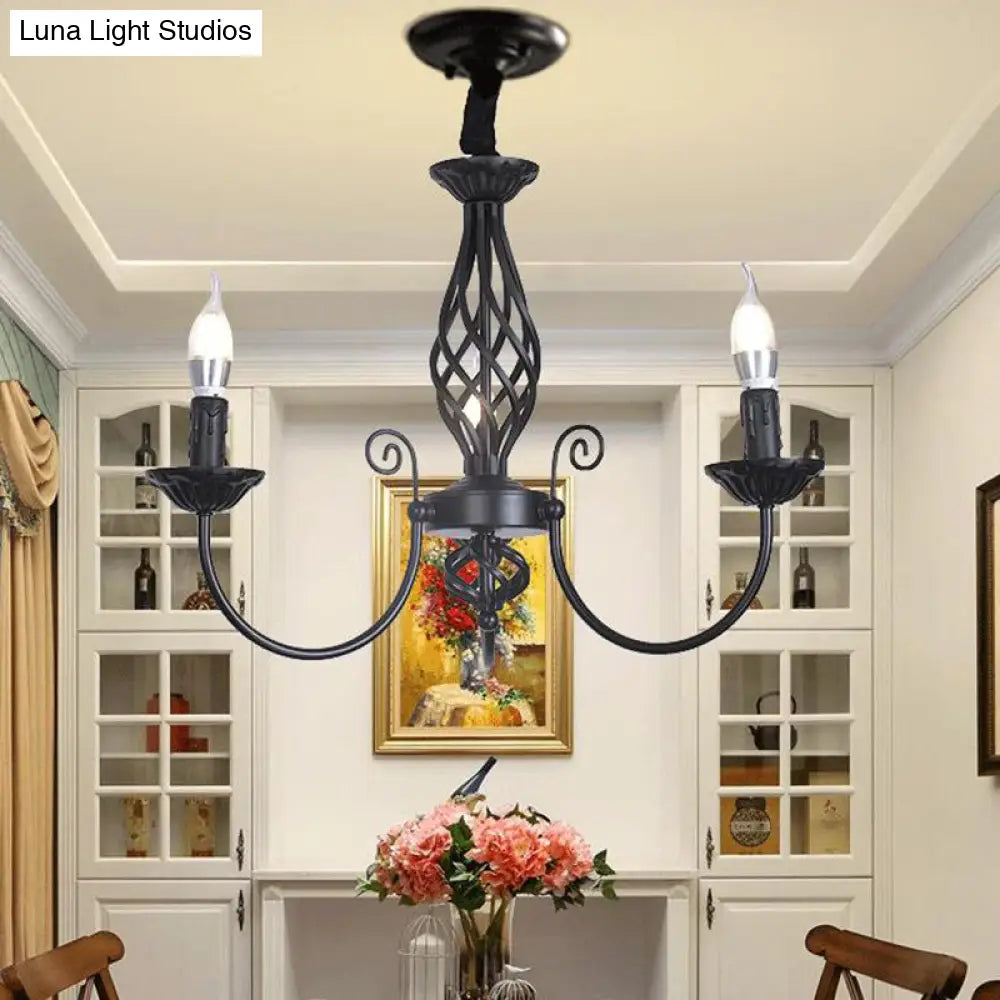 Traditional Metal Chandelier Lamp With Swooping Arms - 3/4/5 Lights Black/White Perfect For Living
