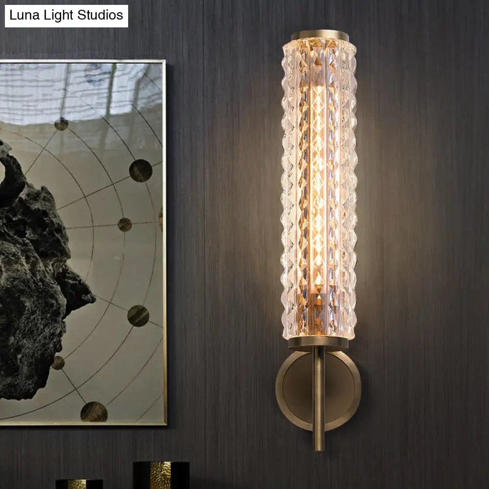 Traditional Tube Wall Mount Lamp - 1 Head Metal Lighting In Bronze Ideal For Living Room