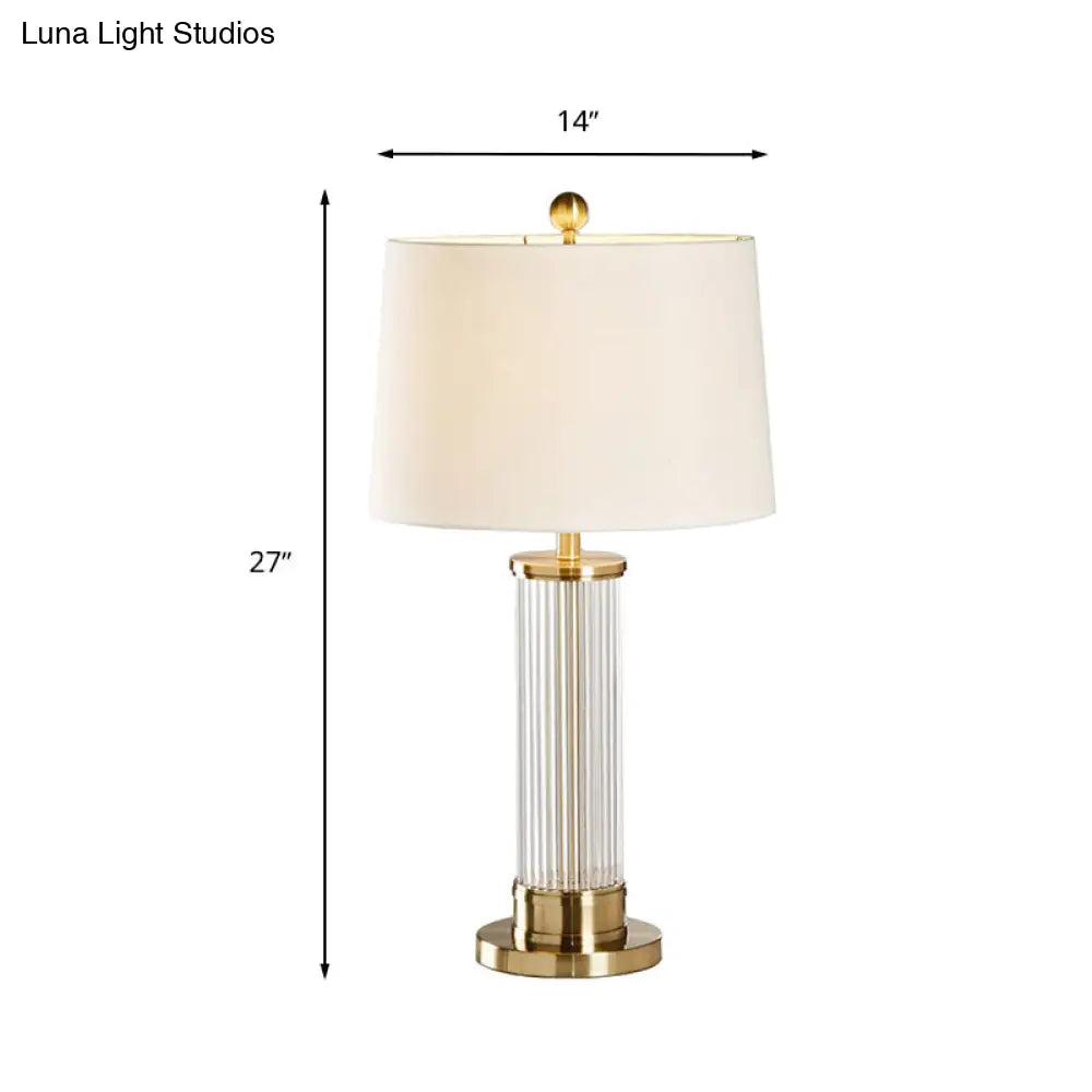 Traditional White Fabric Drum Task Lamp Perfect For Bedroom Reading 14/15 Wide