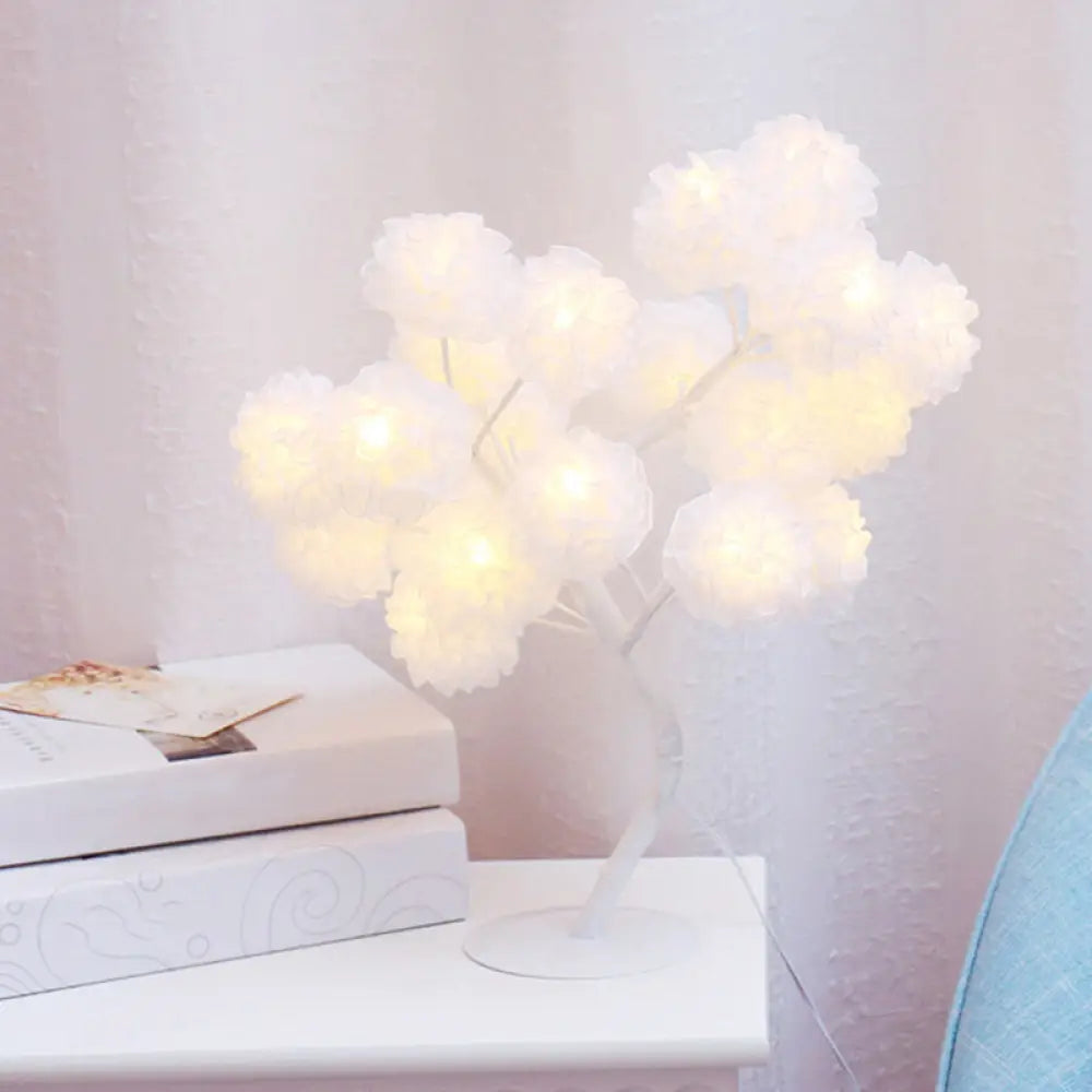 Tree Usb Table Lamp: Kid-Friendly Plastic Nightstand Led Light White / Rechargeable