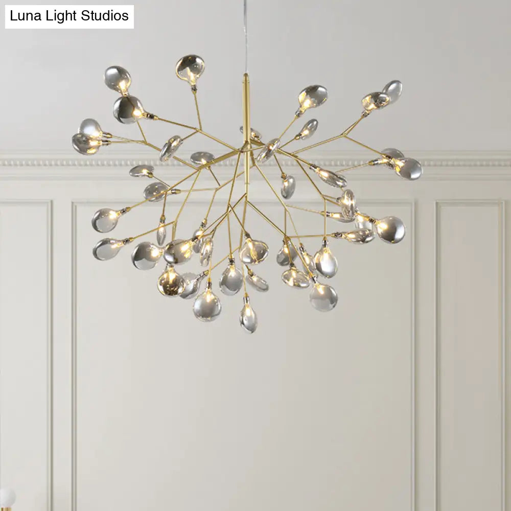 Twig Led Pendant Lamp - Minimalistic Metallic Chandelier For Living Room Lighting