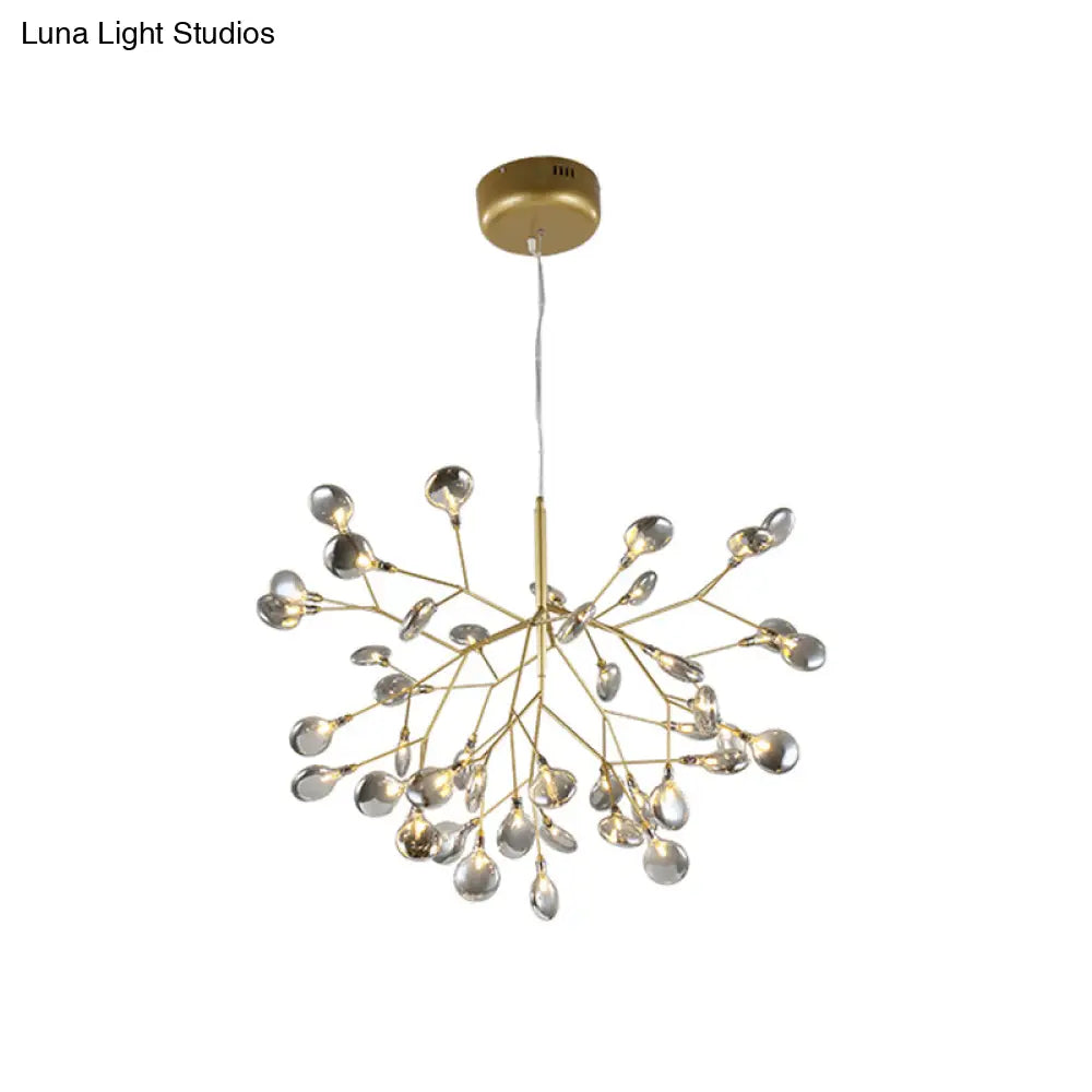 Twig Led Pendant Lamp - Minimalistic Metallic Chandelier For Living Room Lighting