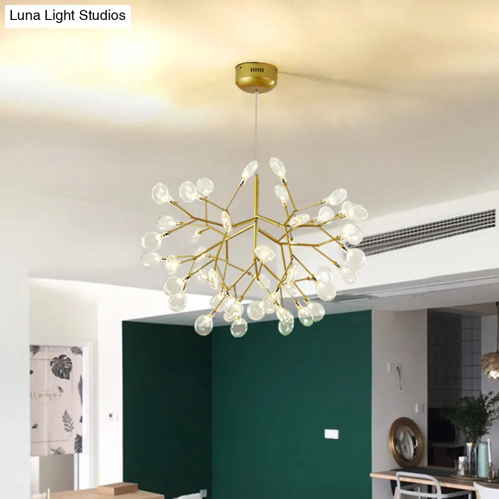 Modern Led Twig Pendant Lamp - Minimalistic Metallic Chandelier For Living Room 36 / Gold Branch