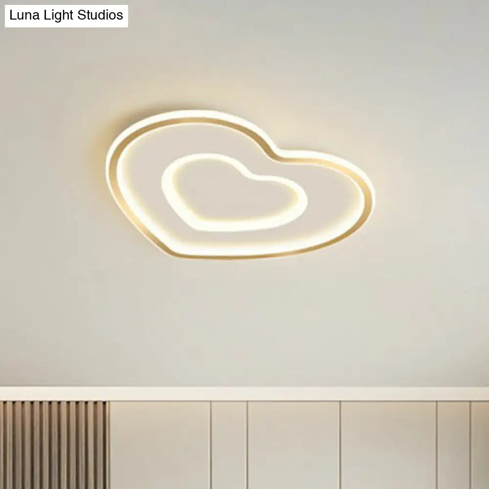 Ultra - Thin Gold Love Heart Led Ceiling Light For Bedroom