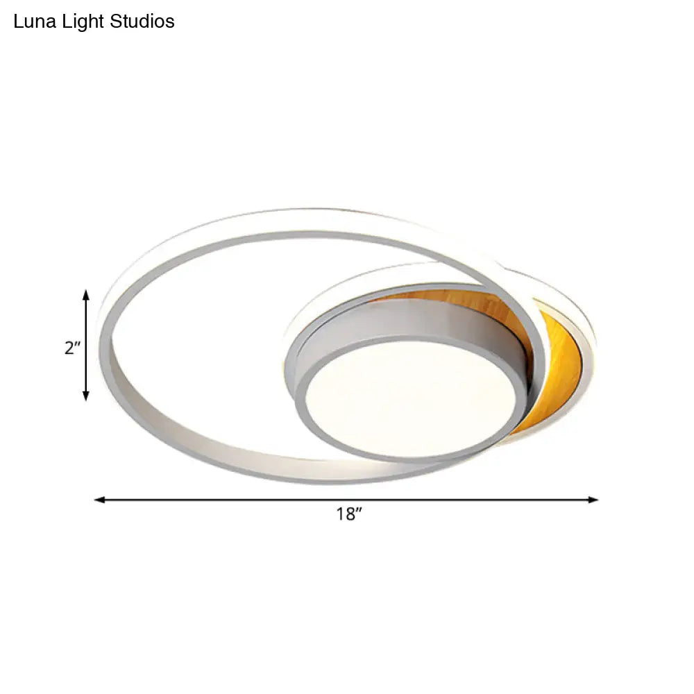 Ultra Thin Modern Metal Led Flush Ceiling Light In Black/White - White/Warm 18’/21.5’ Wide