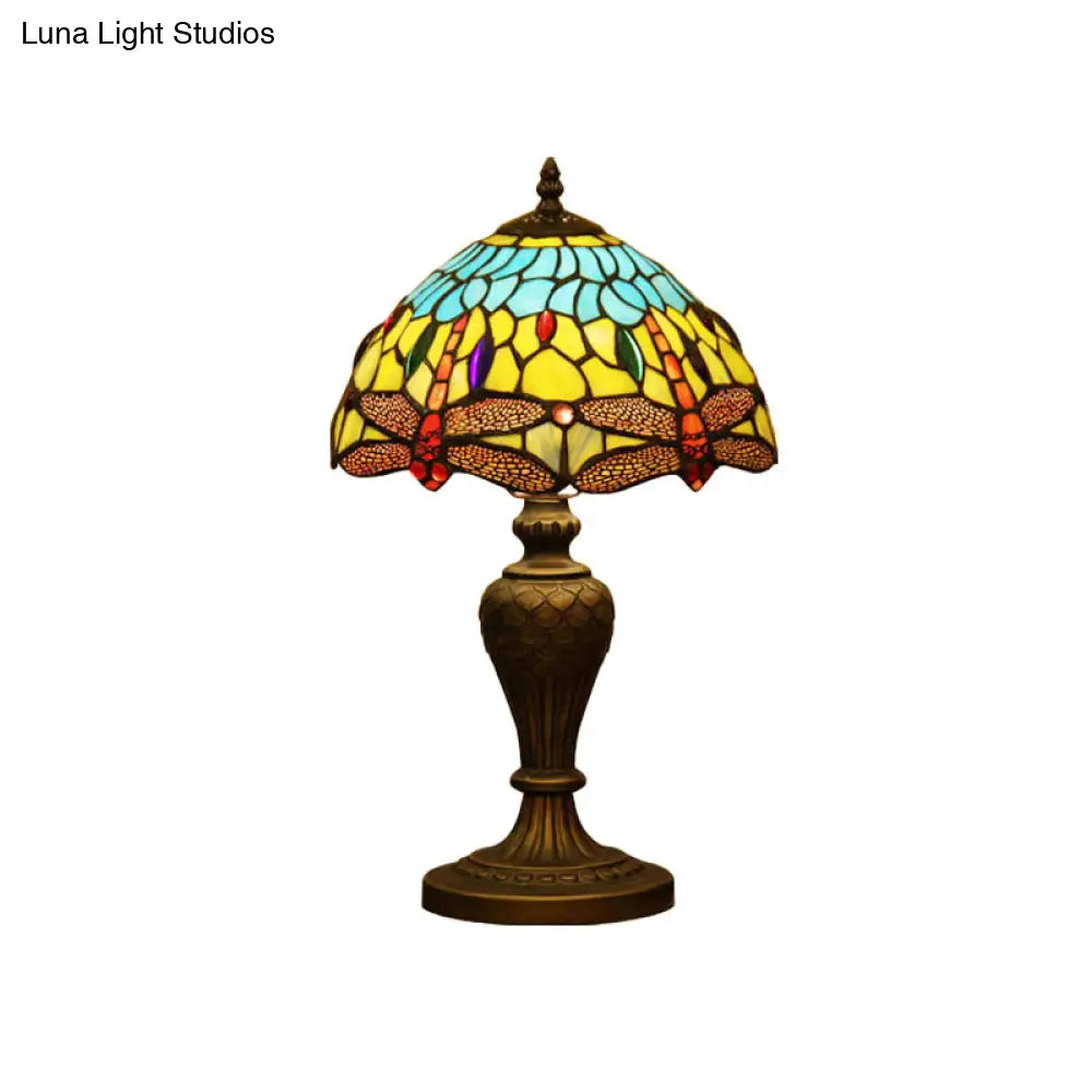 Victorian Stained Glass Dragonfly Patterned Night Light