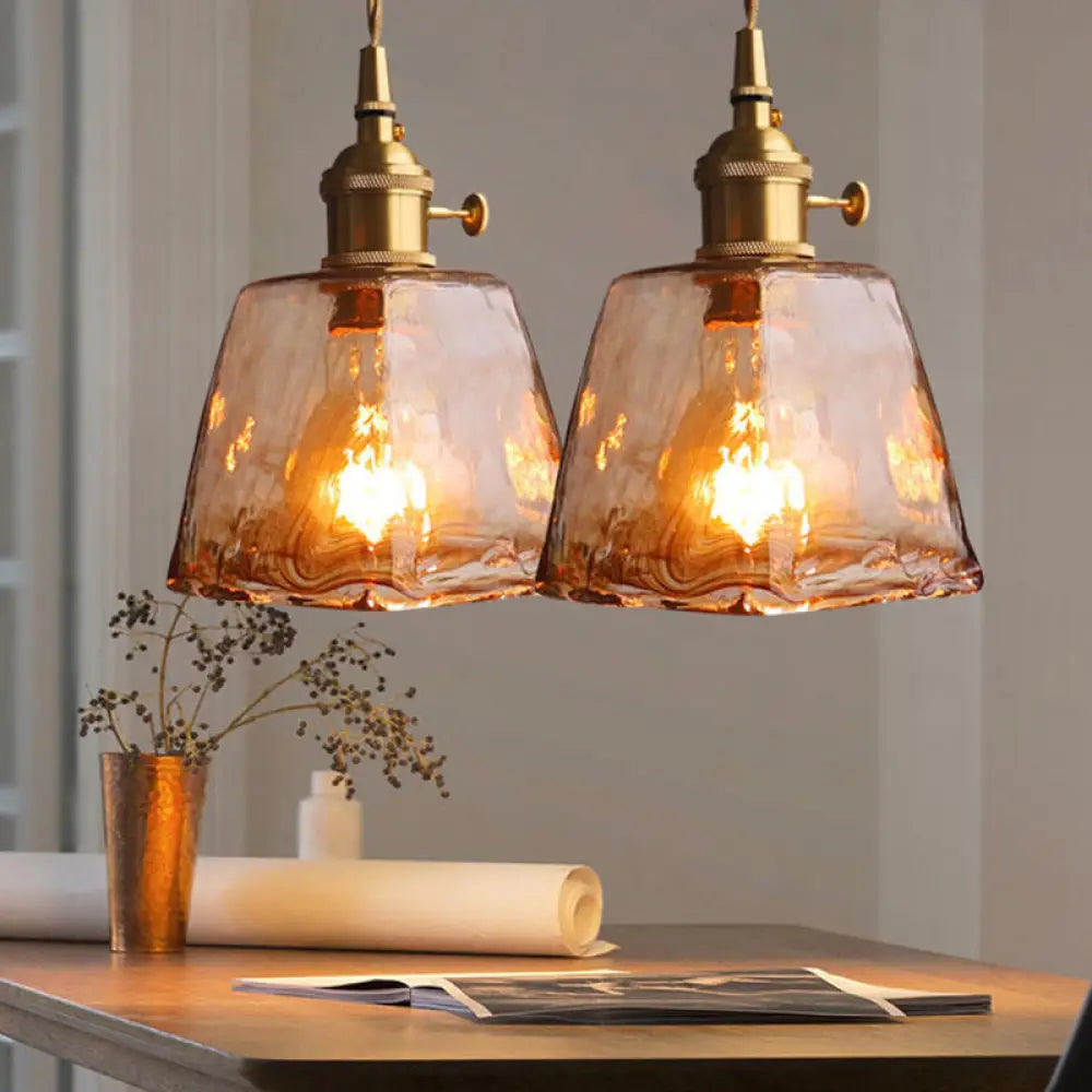 Vintage 1 Light Pendant Lamp Amber Alabaster Glass Pendant Lighting for Living Room