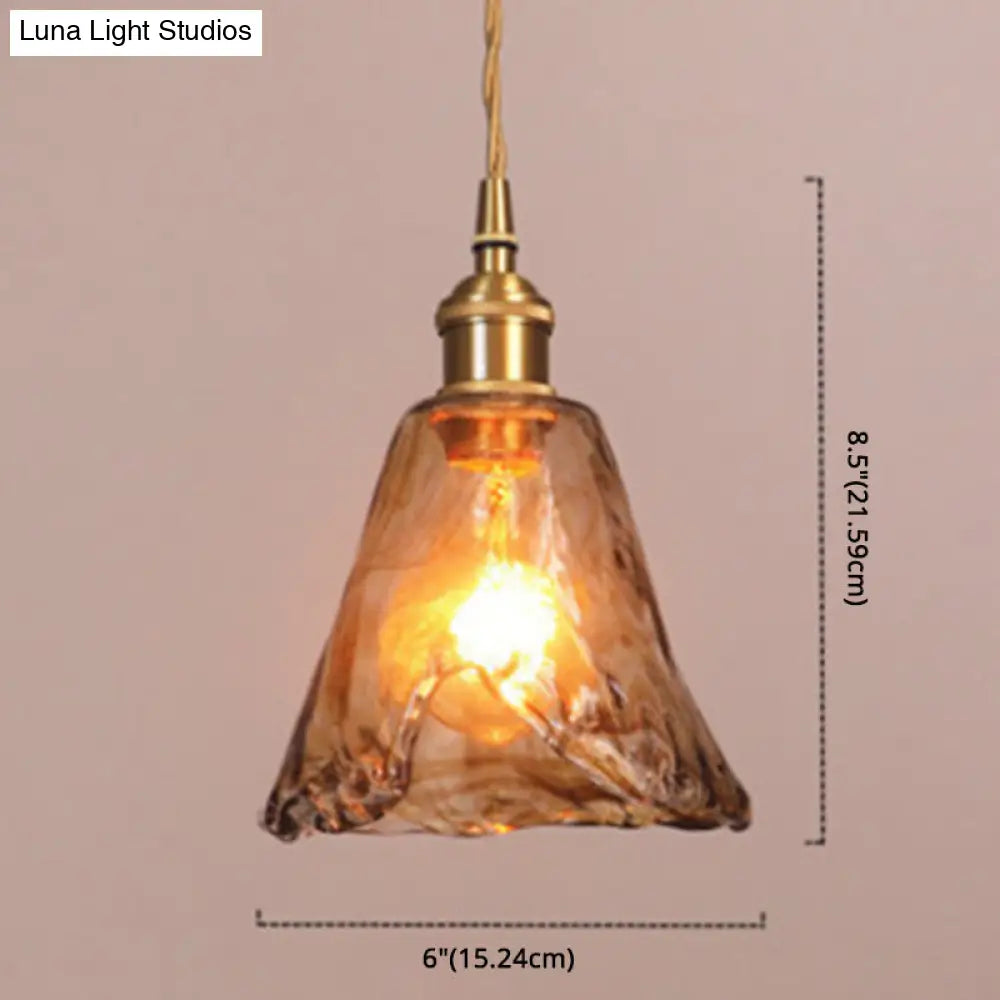 Vintage 1 Light Pendant Lamp Amber Alabaster Glass Pendant Lighting for Living Room