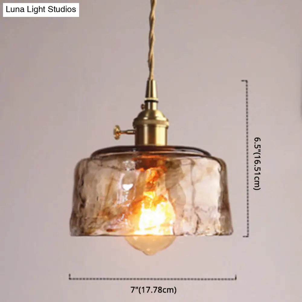 Vintage 1 Light Pendant Lamp Amber Alabaster Glass Pendant Lighting for Living Room