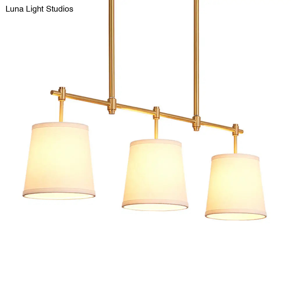Vintage 3-Head Brass Pendant Light For Restaurants - Retro Bucket Island Design