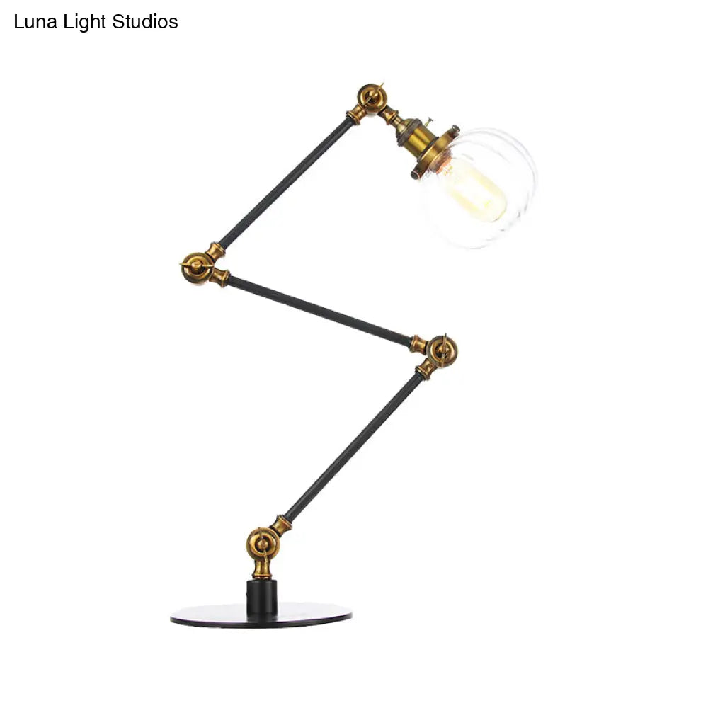 Vintage Amber/Clear Glass Table Lamp With Global Styling For Bedroom 1-Light Black/Bronze Finish