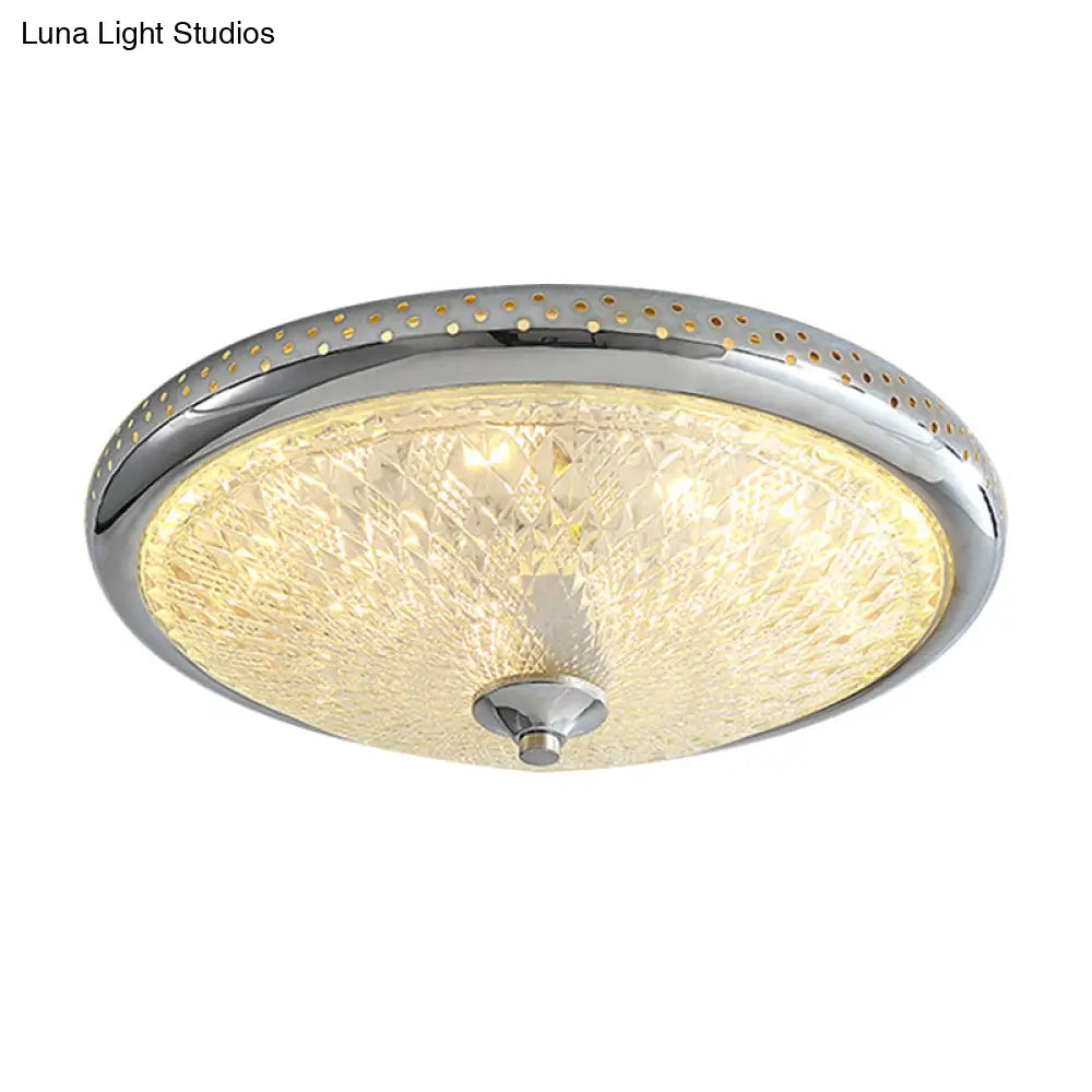 Vintage Amber Prismatic Glass Led Flush Ceiling Light Fixture Gold/Chrome Finish 14’/18’ Width