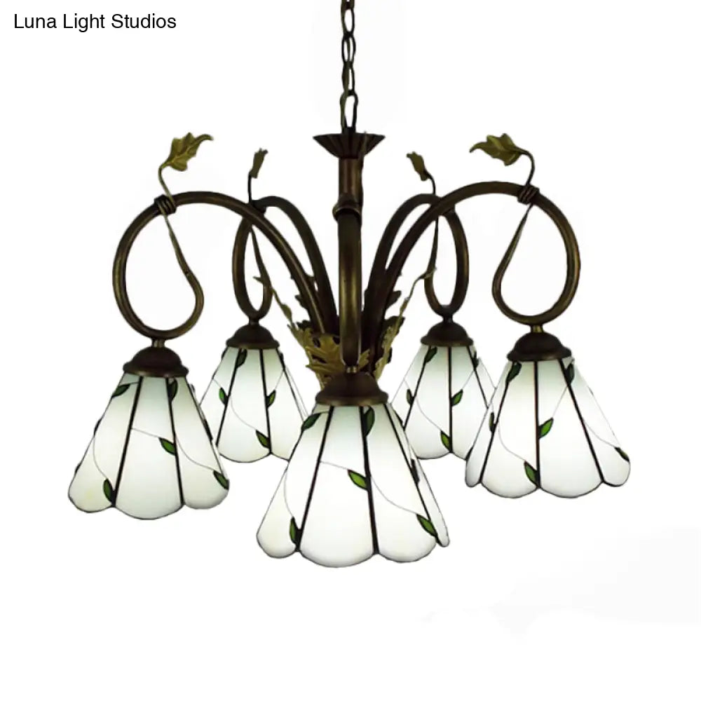 Vintage Beige Glass Chandelier Pendant Light For Libraries With Metal Chain