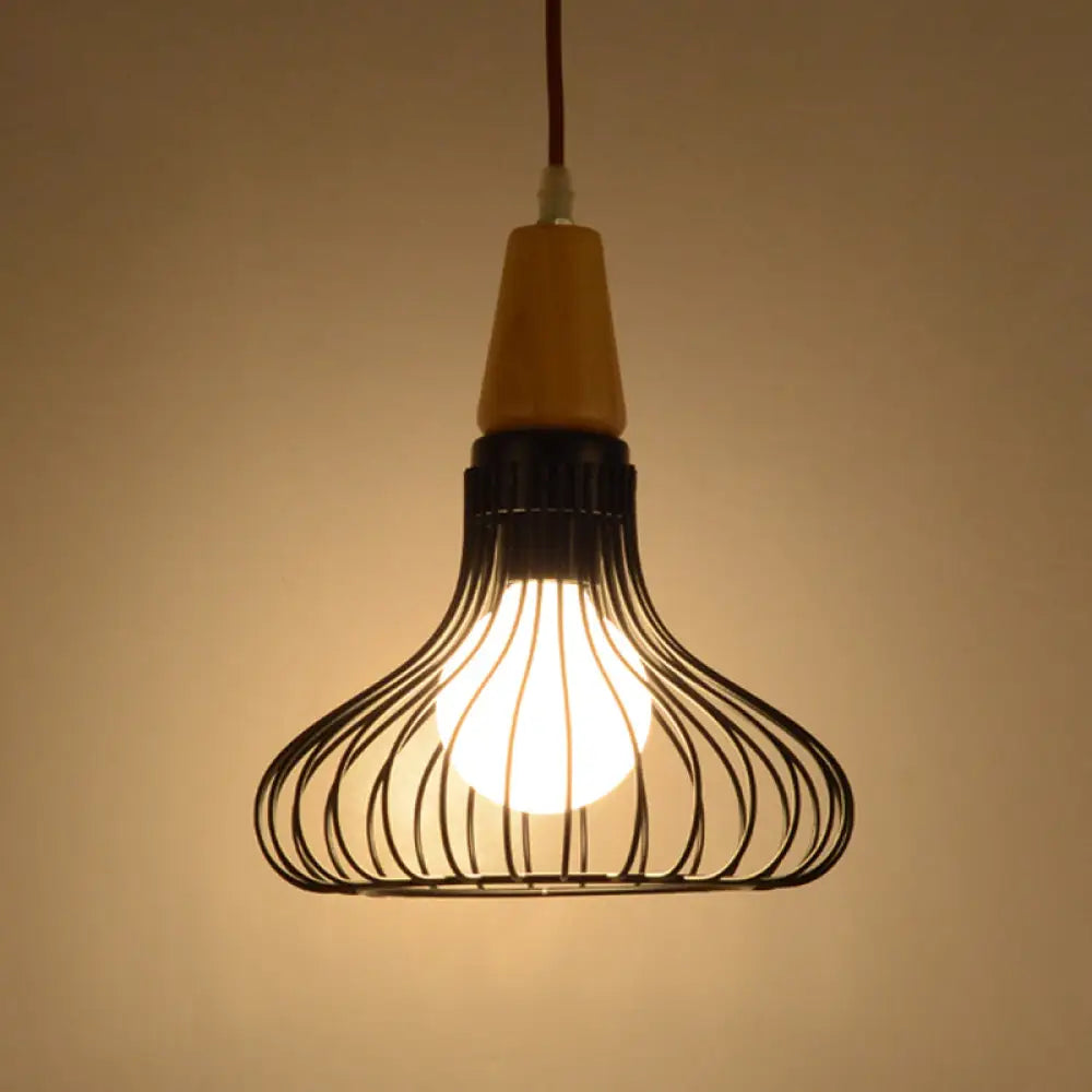 Vintage Black Metal Pendant Lamp For Restaurant With Diamond Urn And Pumpkin Design /