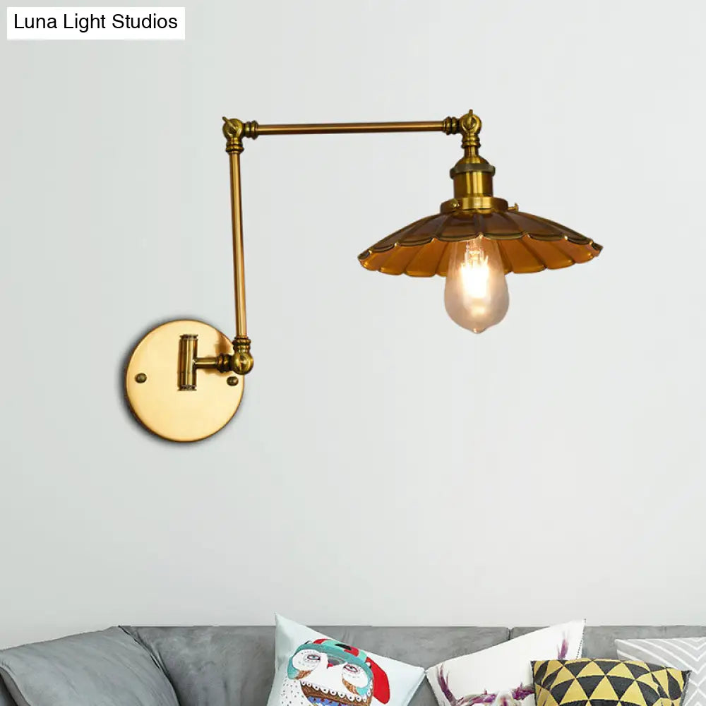 Vintage Brass Cone Pendant Ceiling Light For Living Room - 1-Light Metal Hanging Fixture