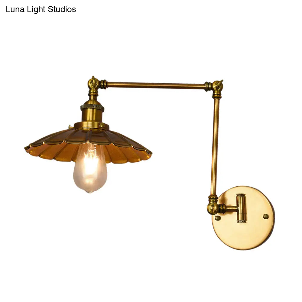 Vintage Brass Cone Pendant Ceiling Light For Living Room - 1-Light Metal Hanging Fixture