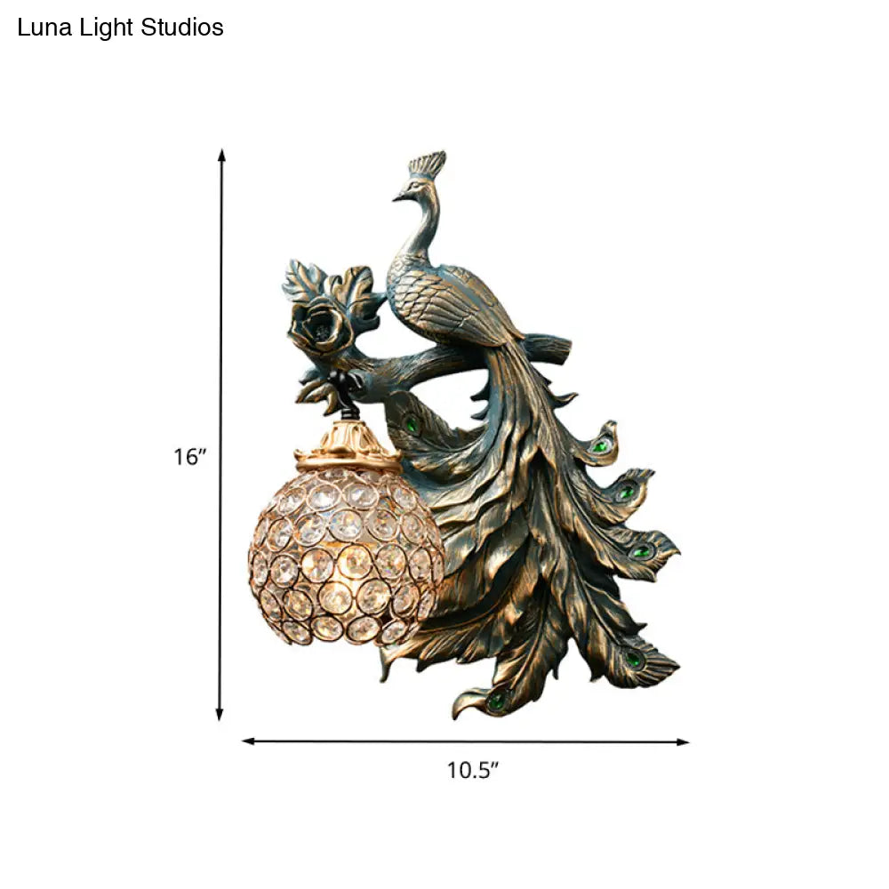 Vintage Bronze Wall Sconce With Phenix Resin Design - Perfect For Living Room