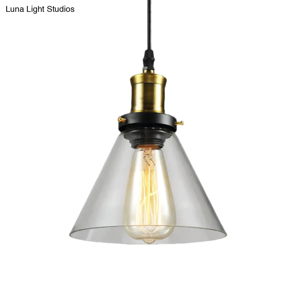 Vintage Clear Glass Hanging Ceiling Light With Brass Finish Ideal For Living Room Décor
