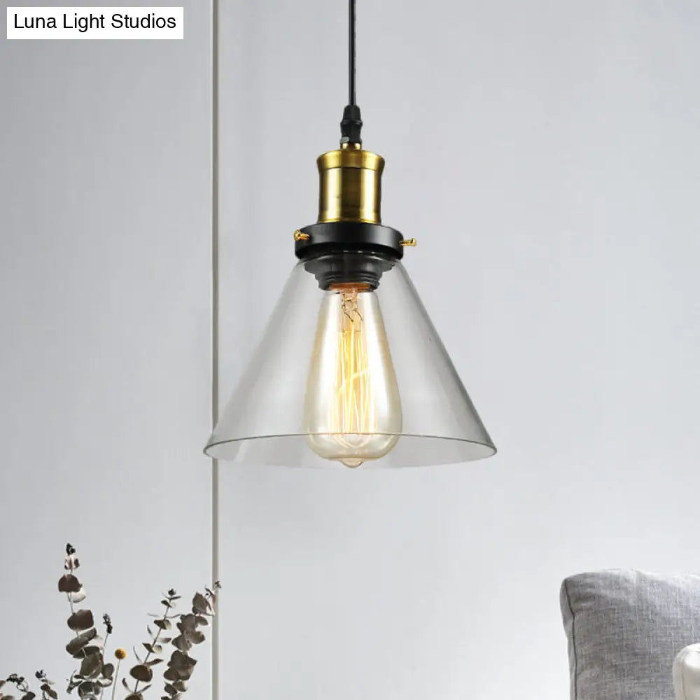 Vintage Clear Glass Hanging Ceiling Light With Brass Finish Ideal For Living Room Décor