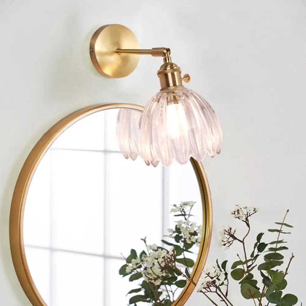 Vintage Clear Glass Wall Mounted Lamp - Single-Bulb Light Fixture For Bedroom / A