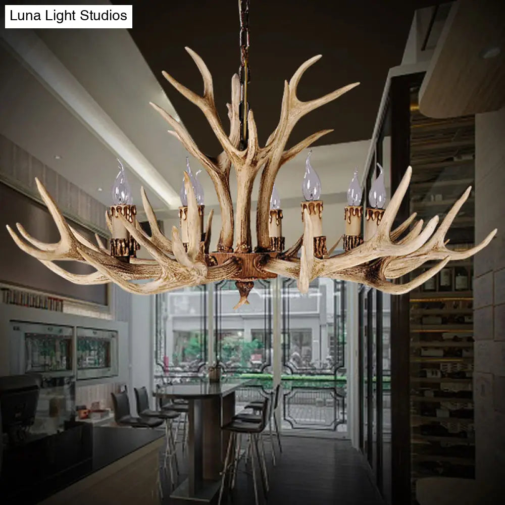 Vintage Deer Horn Resin Chandelier Pendant Light - Stylish Dining Room Hanging Lighting