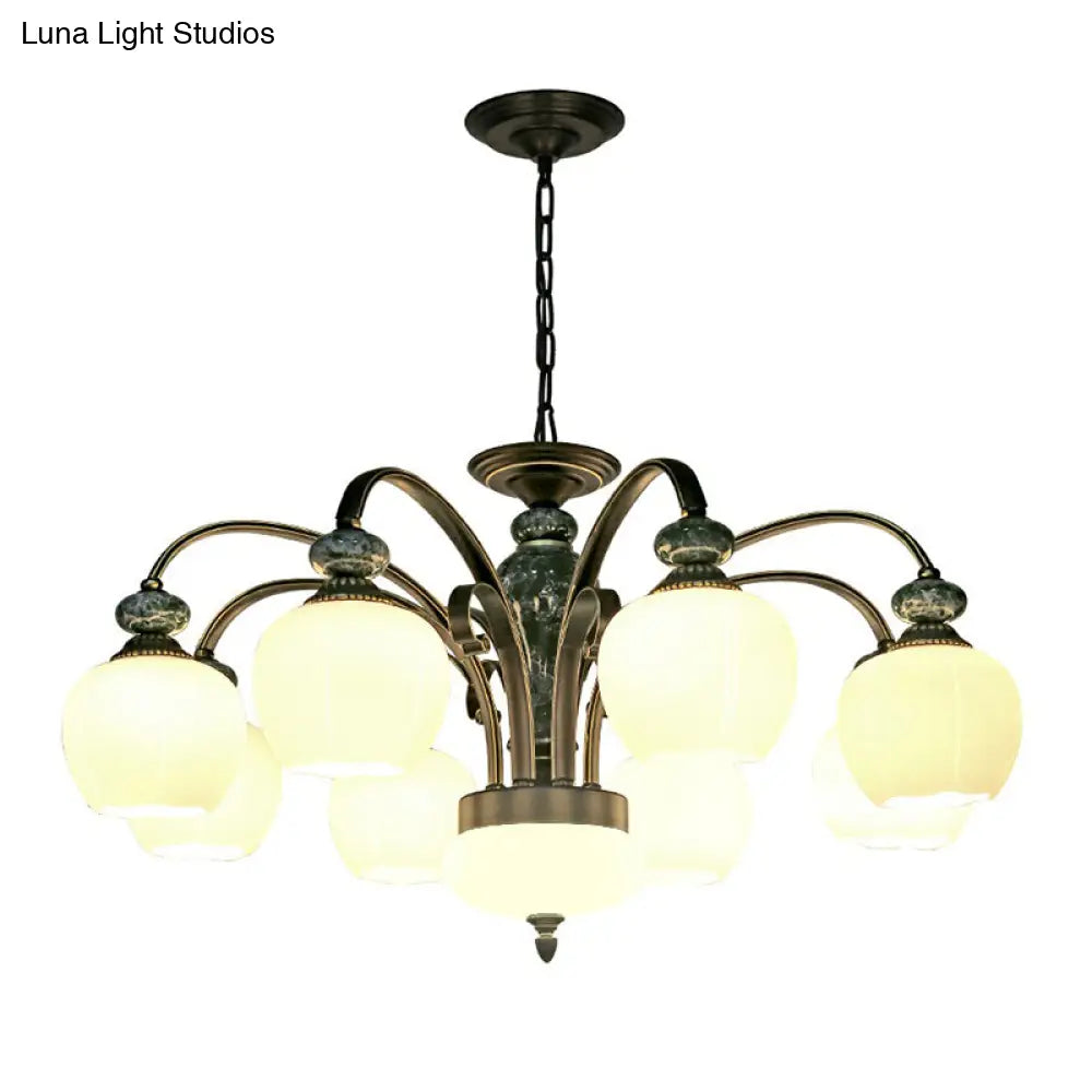 Vintage Flower-Shaped Glass Ceiling Chandelier For Traditional Dining Rooms