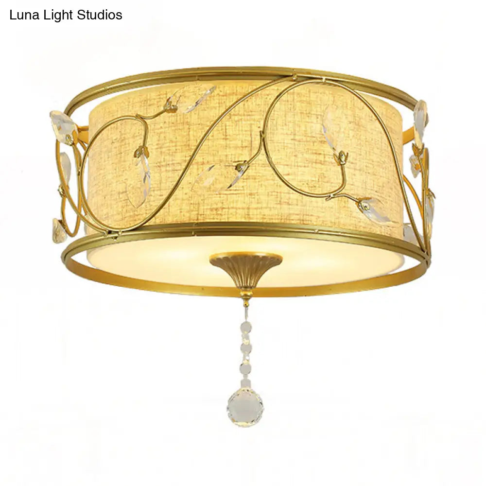 Vintage Flushmount Ceiling Light - Iron Black/Gold Drum Shape 4/5 Lights 16’ Or 19.5’ Dia